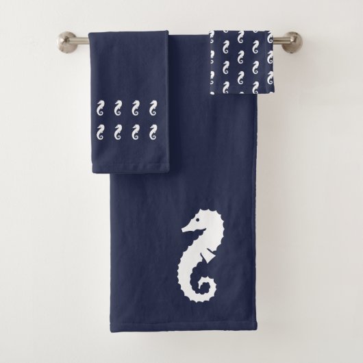 Seahorse Bath Black and white towel set Bad Handdoek (Insitu)