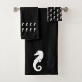 Seahorse Bath Black and white towel set Bad Handdoek (Insitu)