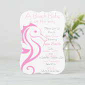 Seahorse Beach Baby Invite (meisje) Kaart (Staand voorkant)