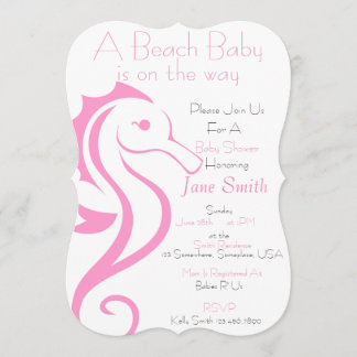 Seahorse Beach Baby Invite (meisje) Kaart