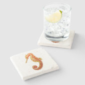 Seahorse Beach Marble Stone Onderzetter (Zijkant)