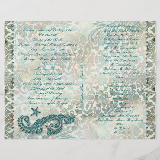 Seahorse Beach Wedding Program Flyer (Achterkant)