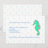 Seahorse Birthday  Invitation Seahorse Kaart (Voorkant / Achterkant)