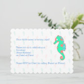Seahorse Birthday  Invitation Seahorse Kaart (Staand voorkant)