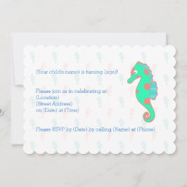 Seahorse Birthday  Invitation Seahorse Kaart