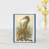  Seahorse Birthday Wenskaart Kaart (Gele Bloem)
