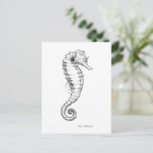 Seahorse Black and White Drawing Briefkaart (Staand voorkant)