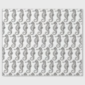 Seahorse Black Cadeaupapier (Vlak)