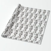 Seahorse Black Cadeaupapier (Uitgerold)