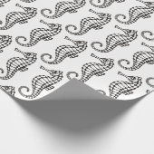 Seahorse Black Cadeaupapier (Hoek)