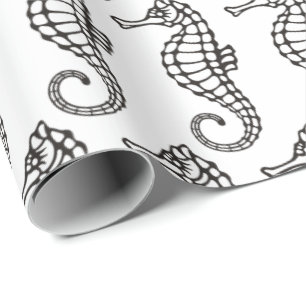 Seahorse Black Cadeaupapier