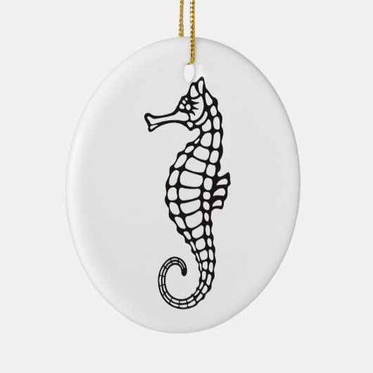 Seahorse Black Keramisch Ornament (Rechts)