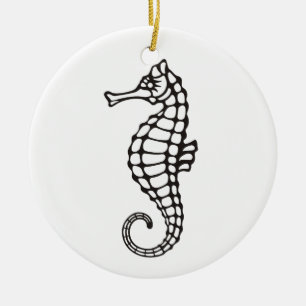 Seahorse Black Keramisch Ornament