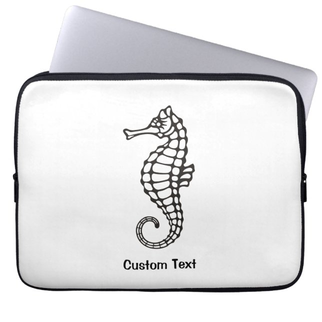 Seahorse Black Laptop Sleeve (Voorkant)