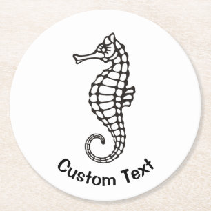Seahorse Black Ronde Kartonnen Onderzetter