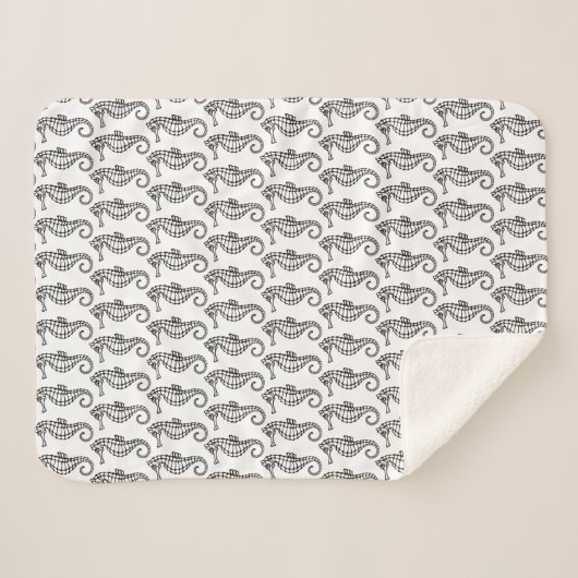 Seahorse Black Sherpa Deken (Voorkant (horizontaal))