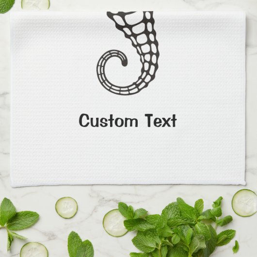 Seahorse Black Theedoek (Gevouwen)