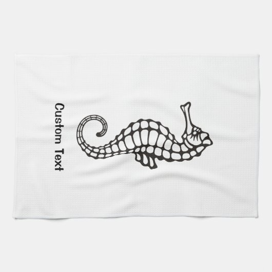 Seahorse Black Theedoek (Horizontaal)