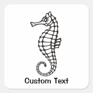 Seahorse Black Vierkante Sticker