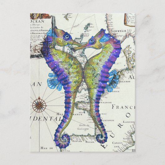 Seahorse Blue Briefkaart (Voorkant)