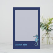 Seahorse Blue Briefpapier (Staand voorkant)