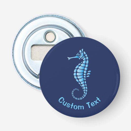 Seahorse Blue Button Flesopener (Voorkant)