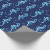 Seahorse Blue Cadeaupapier (Hoek)