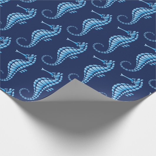 Seahorse Blue Cadeaupapier (Hoek)