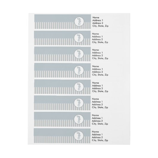 Seahorse Blue Classic Nautical Elegant Adreslabel Wikkel (Vel)