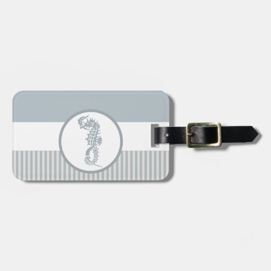 Seahorse Blue Classic Nautical Elegant Bagagelabel (Voorkant horizontaal)