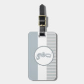 Seahorse Blue Classic Nautical Elegant Bagagelabel (Voorkant verticaal)