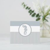 Seahorse Blue Classic Nautical Elegant Briefkaart (Staand voorkant)