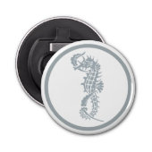 Seahorse Blue Classic Nautical Elegant Button Flesopener (Voorkant)