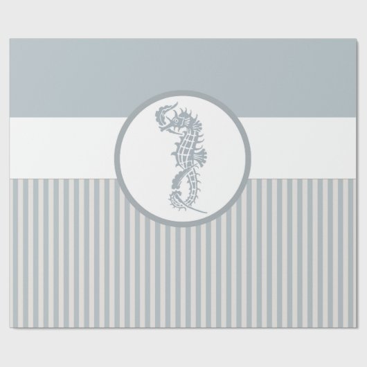 Seahorse Blue Classic Nautical Elegant Cadeaupapier (Vlak)