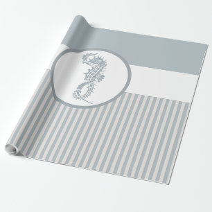 Seahorse Blue Classic Nautical Elegant Cadeaupapier