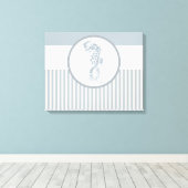 Seahorse Blue Classic Nautical Elegant Canvas Afdruk (Insitu (Houten vloer))