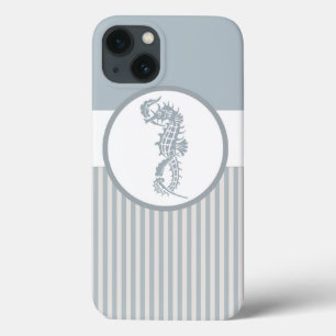 Seahorse Blue Classic Nautical Elegant iPhone 13 Hoesje