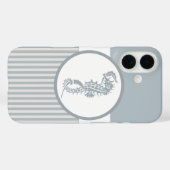 Seahorse Blue Classic Nautical Elegant Case-Mate iPhone Case (Achterkant (horizontaal))