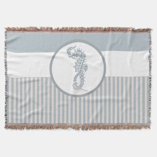 Seahorse Blue Classic Nautical Elegant Deken (Voorkant)