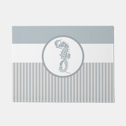 Seahorse Blue Classic Nautical Elegant Deurmat (Voorkant)