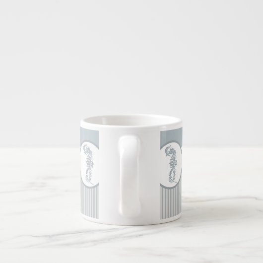 Seahorse Blue Classic Nautical Elegant Espresso Kop (Achterkant)