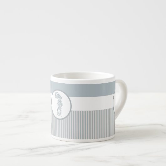 Seahorse Blue Classic Nautical Elegant Espresso Kop (Voorkant rechts)
