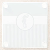 Seahorse Blue Classic Nautical Elegant Glazen Onderzetter (Achterkant)
