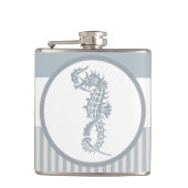 Seahorse Blue Classic Nautical Elegant Heupfles (Voorkant)