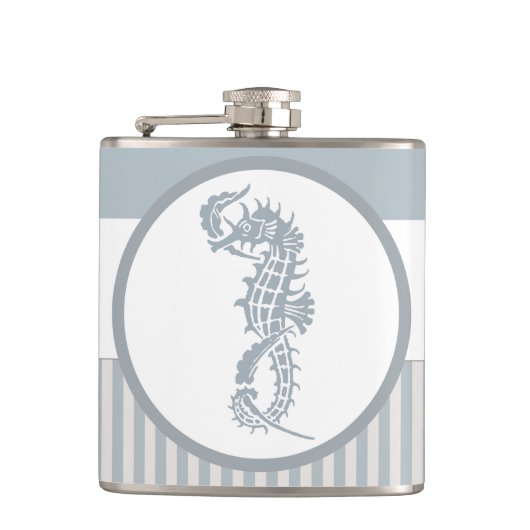 Seahorse Blue Classic Nautical Elegant Heupfles (Voorkant)