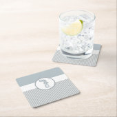 Seahorse Blue Classic Nautical Elegant Kartonnen Onderzetters (Insitu)