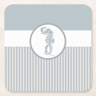 Seahorse Blue Classic Nautical Elegant Kartonnen Onderzetters