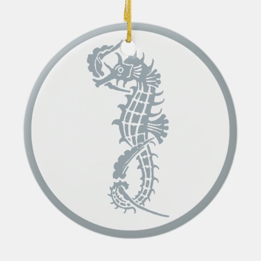 Seahorse Blue Classic Nautical Elegant Keramisch Ornament (Achterkant)
