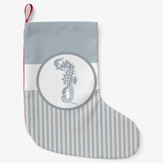 Seahorse Blue Classic Nautical Elegant Kleine Kerstsok (Voorkant)