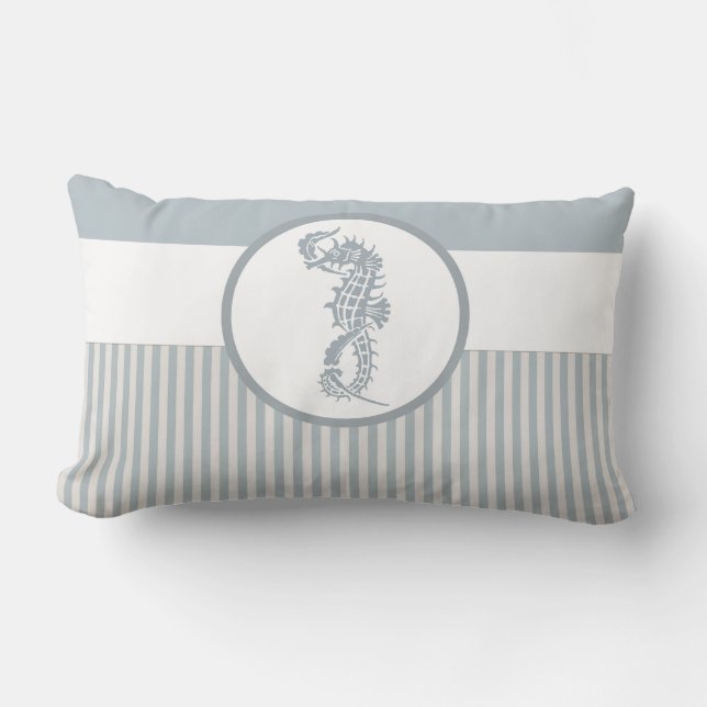 Seahorse Blue Classic Nautical Elegant Kussen (Voorkant)